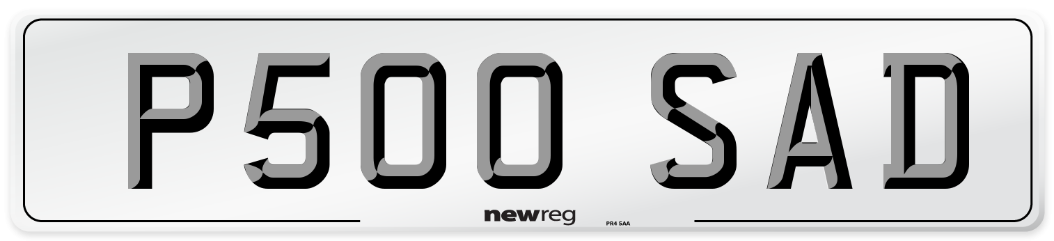 P500 SAD Number Plate from New Reg